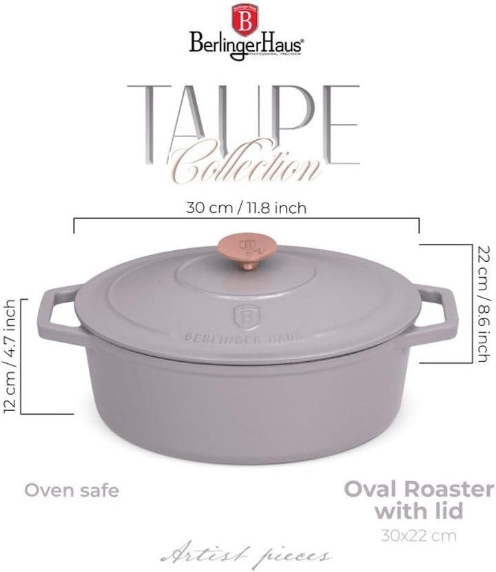 Berlinger Haus Gusseisen-Backform mit Deckel 30 cm Taupe Collection BH-6541