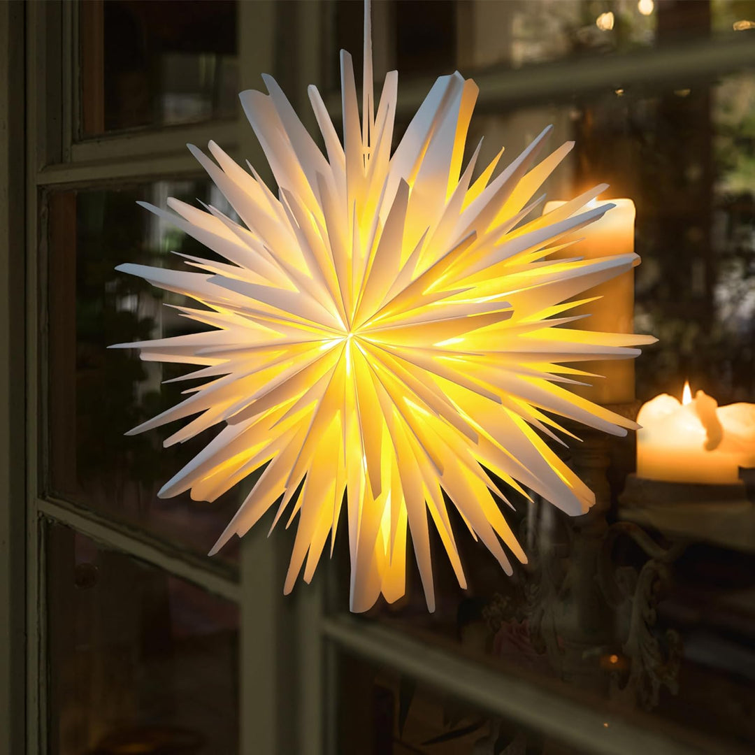 EANLOLY Weihnachtsstern Beleuchtet, Papiersterne Weihnachten, 3D Stern Fenster, Weihnachtsdeko Innen