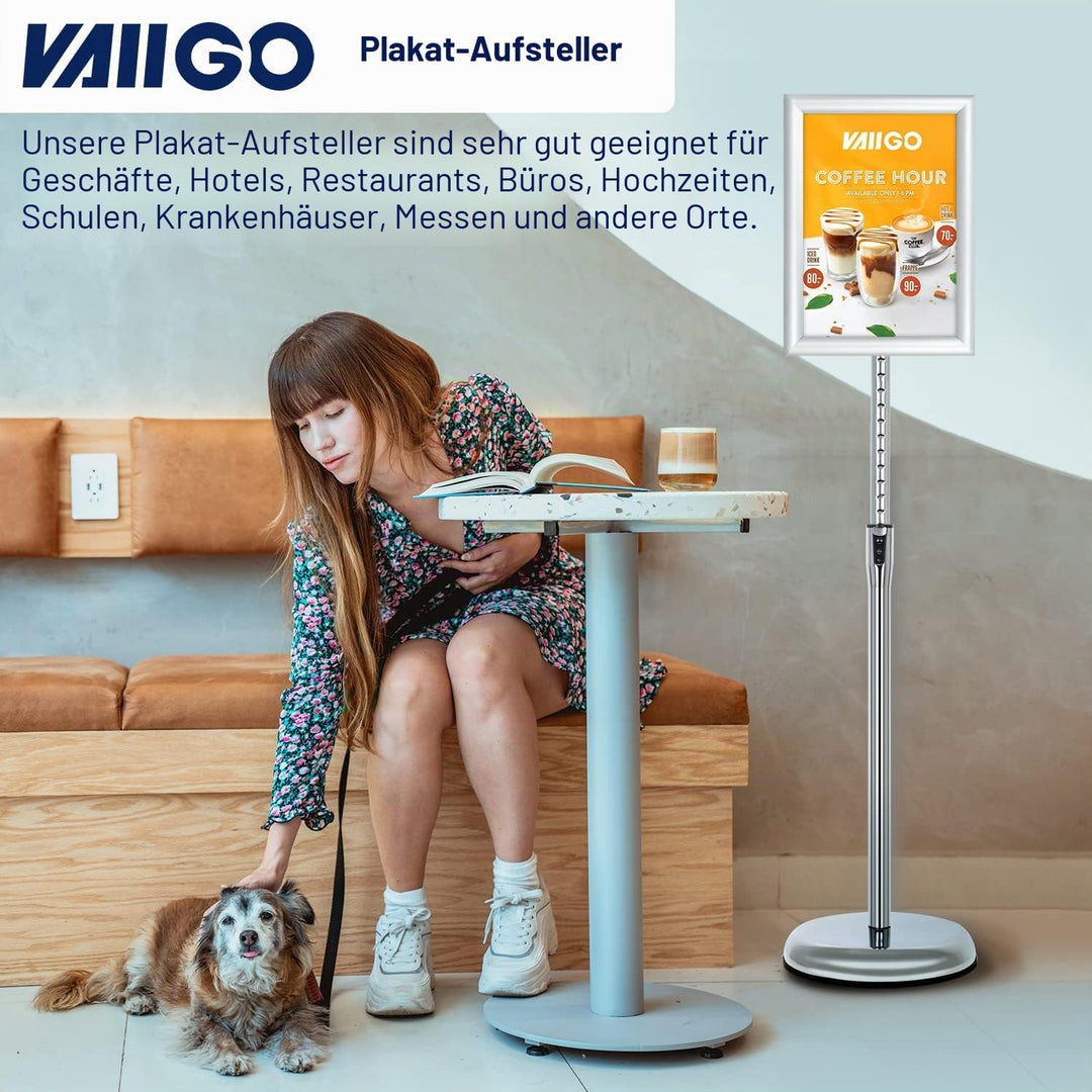 VAIIGO Infoständer Höhenverstellbar Aluminium DIN A4 Plakatständer Informationsständer Präsentations