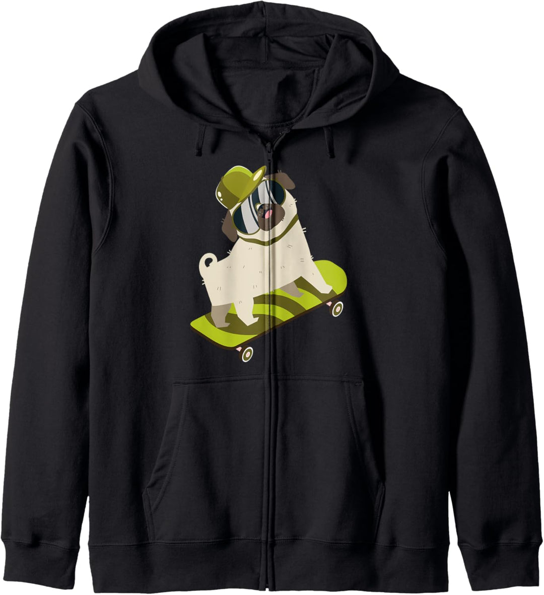 Mops Skateboard I Skateboarding Hunde I PUG Skateboarder Kapuzenjacke
