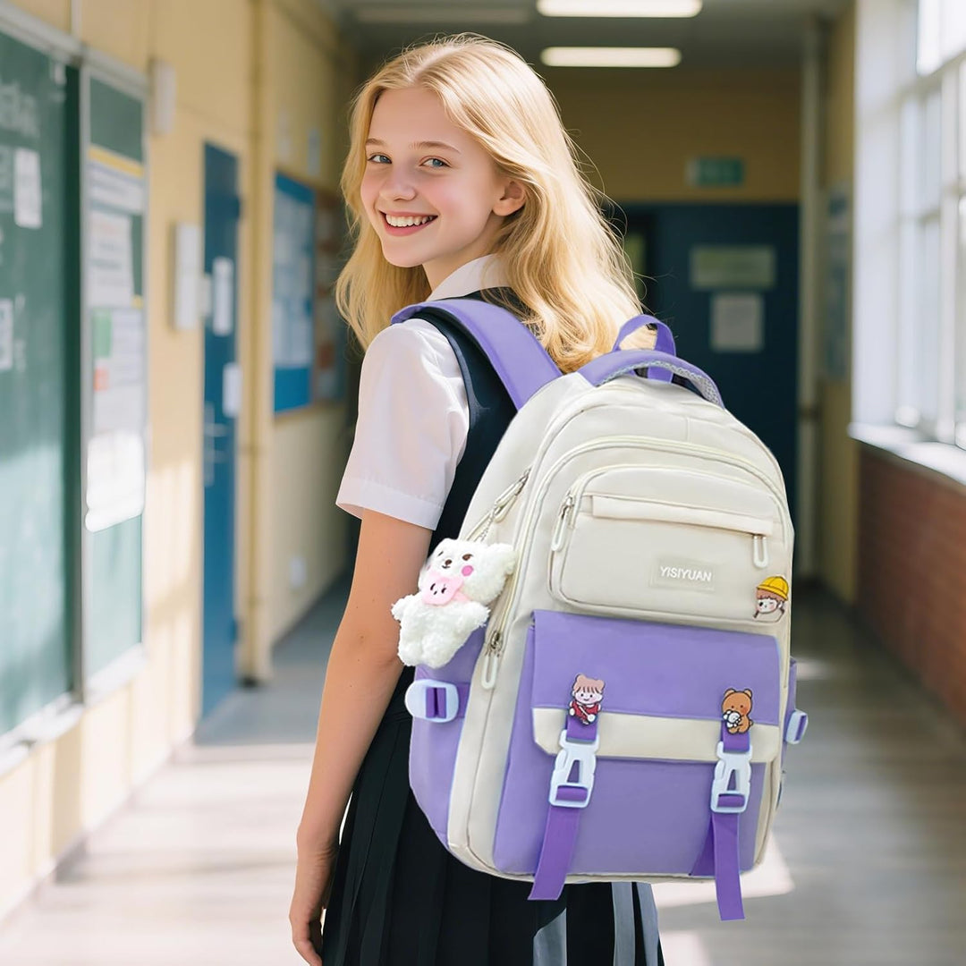 Tanou Schulranzen Mädchen 4-teilig, Schultasche Kinder Rucksack Schule Teenager 3.-7. Klasse, Stilvo