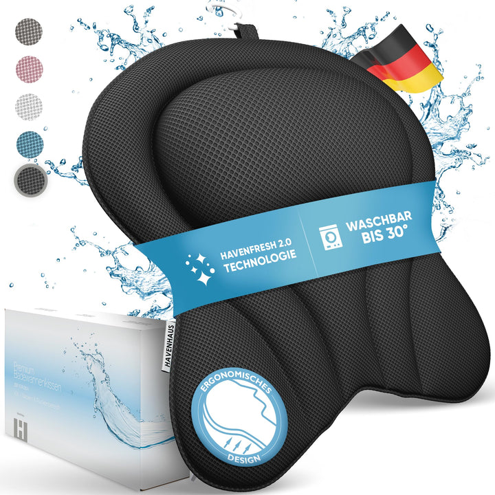 XXL Premium Badewannenkissen schwarz | NEU zusätzliche Polster an Schulter- &amp; Nackenbereich | Badeki