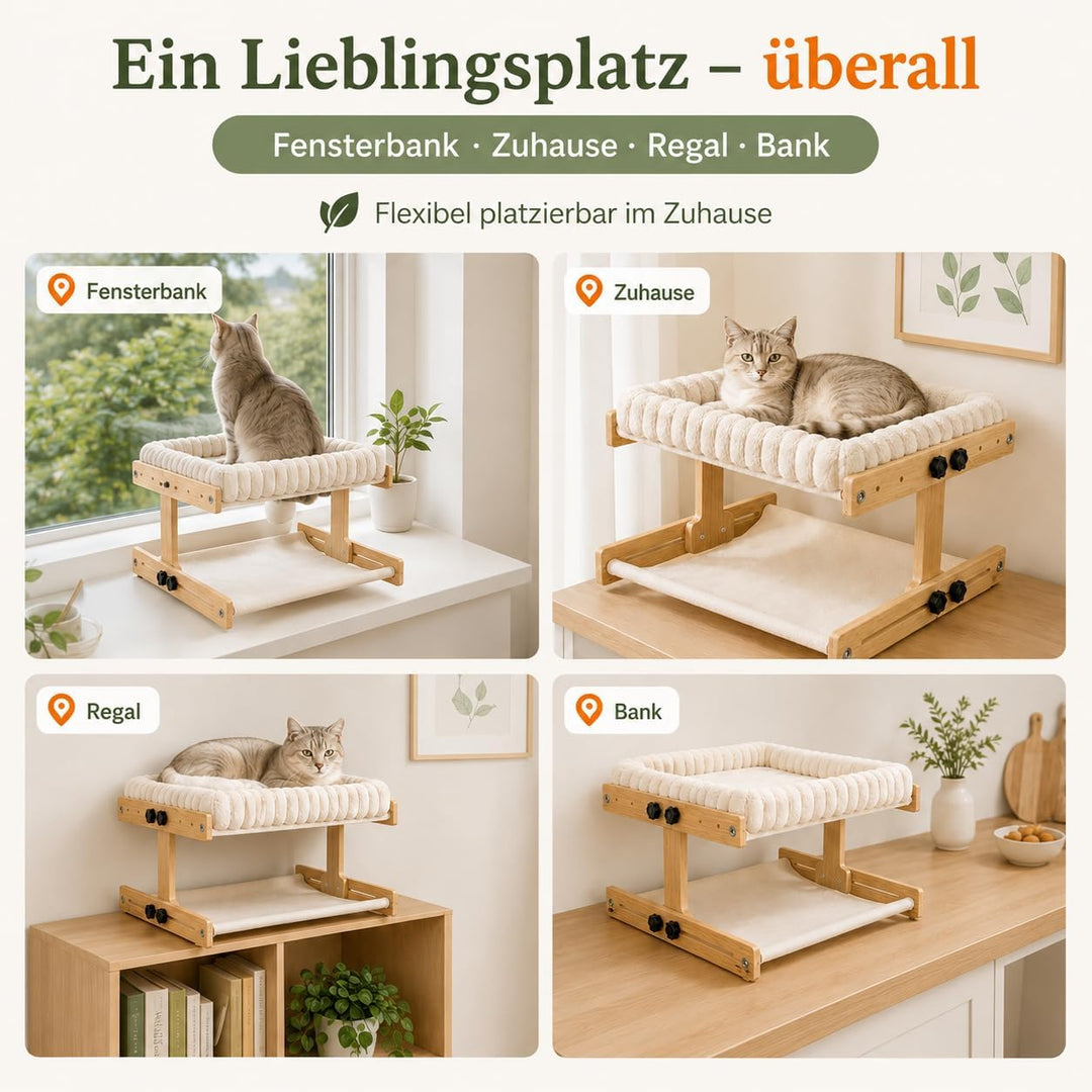 Katzenliege Doppelstock Hängematte Heizkörper belastbar bis 35 kg | Fensterbank Katzenliege für Bett