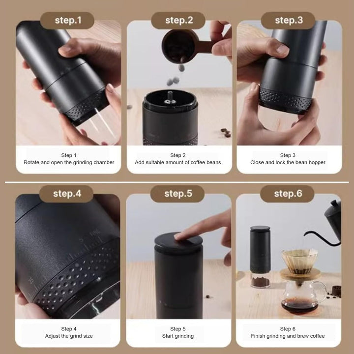 Cuifati Tragbare Electric Burr Coffee Mühle mit 38 Einstellbaren Einstellungen, USB -wiederaufladbar