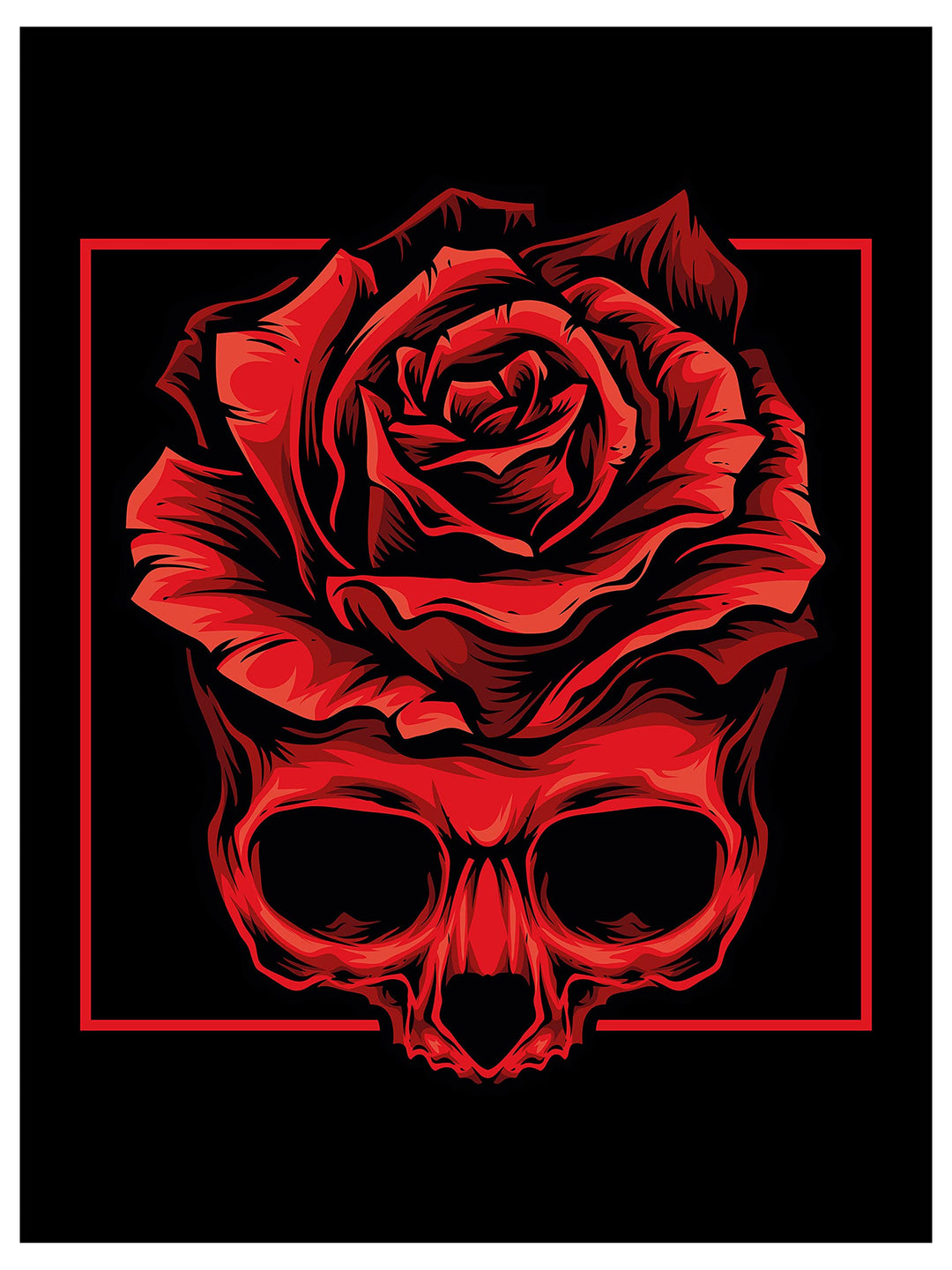 wandmotiv24 Totenkopf Wandbild aus Acrylglas, Grösse 100x75cm, Hochformat, Schädel mit Rose & Rechte