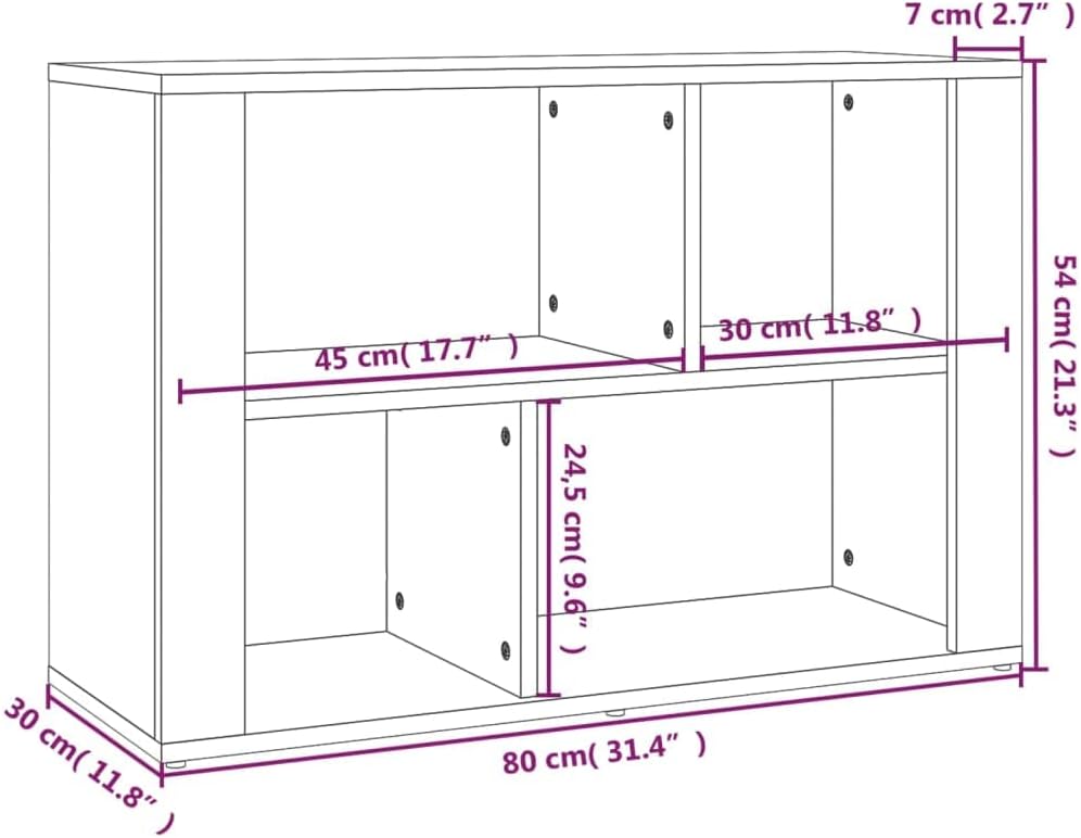 FIRBNUS Bücherschranks 80x30x54 cm mit 3 Fächern Beistellschrank Schubladenschrank Lowboard Lagersch