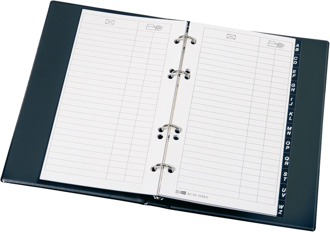 VELOFLEX 5158180 - Telefonringbuch DIN A5, Adressbuch, Telefonbuch, Weichfolie in Leder-Optik, mit R