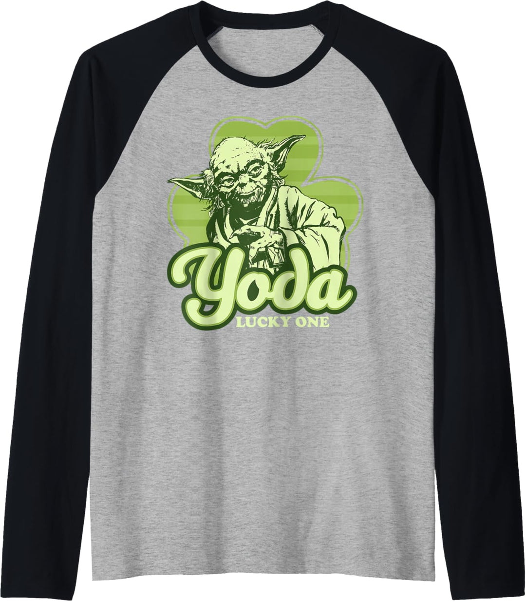 Star Wars St. Patrick's Day Yoda Lucky One Clover Smile Raglan