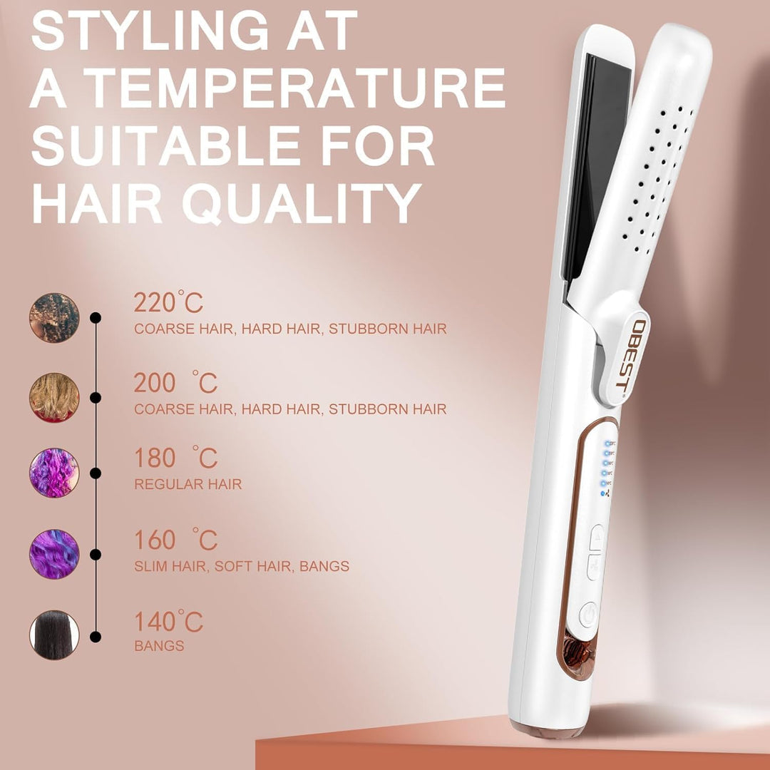 OBEST Airflow Curler Haarglätter und Lockenstab 2 in 1, Glätteisen Lockenstab, 30s Schnellaufheizung
