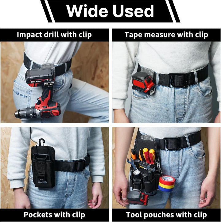 MELOTOUGH Massbandhalter für Gürtel, Bohrerhalter für Werkzeuggürtel, Massbandclip, Bohrer-Gürtelcli