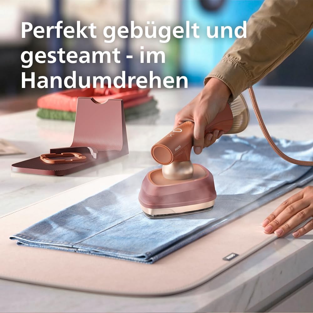 Philips OneTurn, 2-in-1 Bügeleisen & Steamer mit drehbarem Kopf, Einfach losbügeln – kein Brett, 45