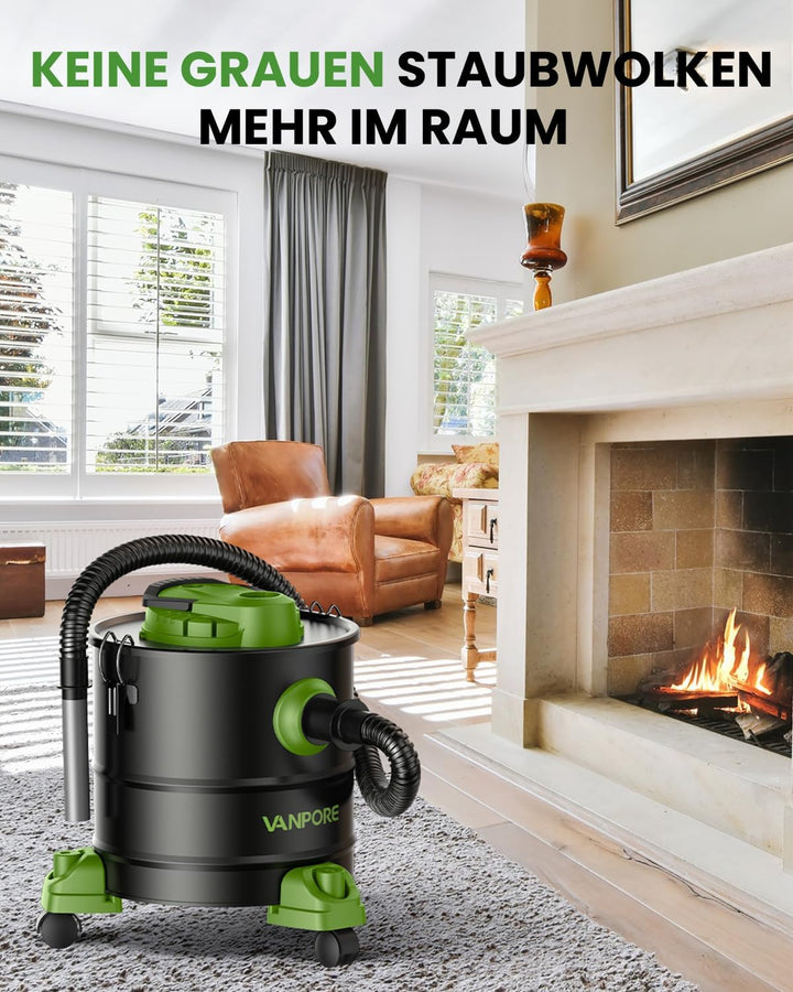 Aschesauger, 5,2 Gallonen, mit 1200 W Saugleistung, Fahrgestell, Aschesauger für Pelletöfen, Kamine,