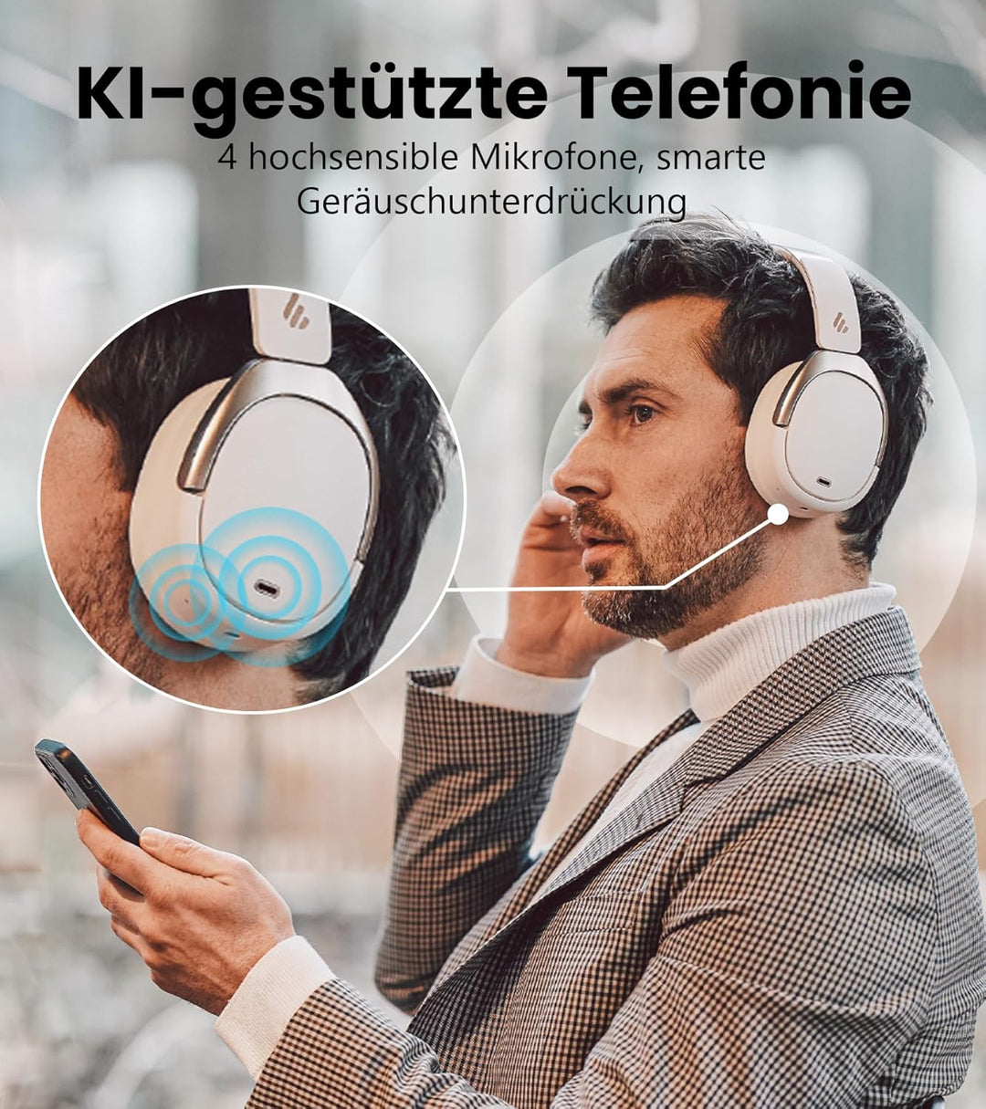 Edifier WH950NB Hybrid Active Noise Cancelling Kopfhörer -LDAC Codec mit Hi-Res Audio und Custom EQ