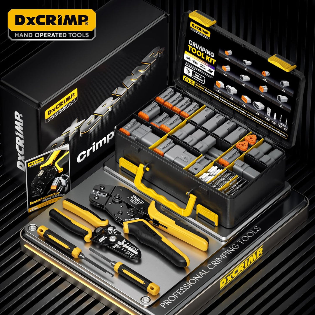 DxCRIMP Crimpzange Deutsch Stecker Set, 2/3/4/6/8/12 polig DT Steckverbinder Kfz Wasserdichter Set,