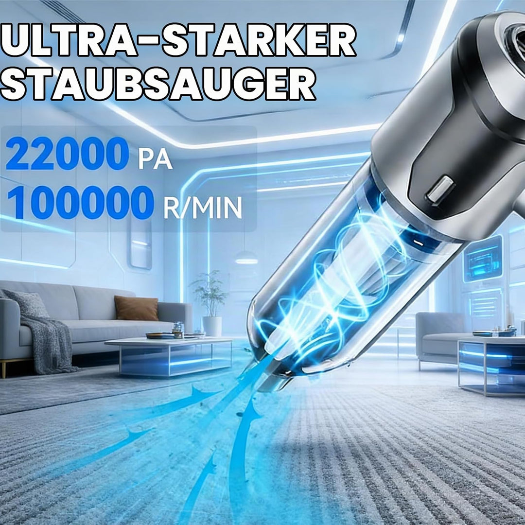 Handstaubsauger Akku, 22000pa Autostaubsauger, 3-Gang 200000 U/min Mini Staubsauger, 9-in-1 Auto Sta