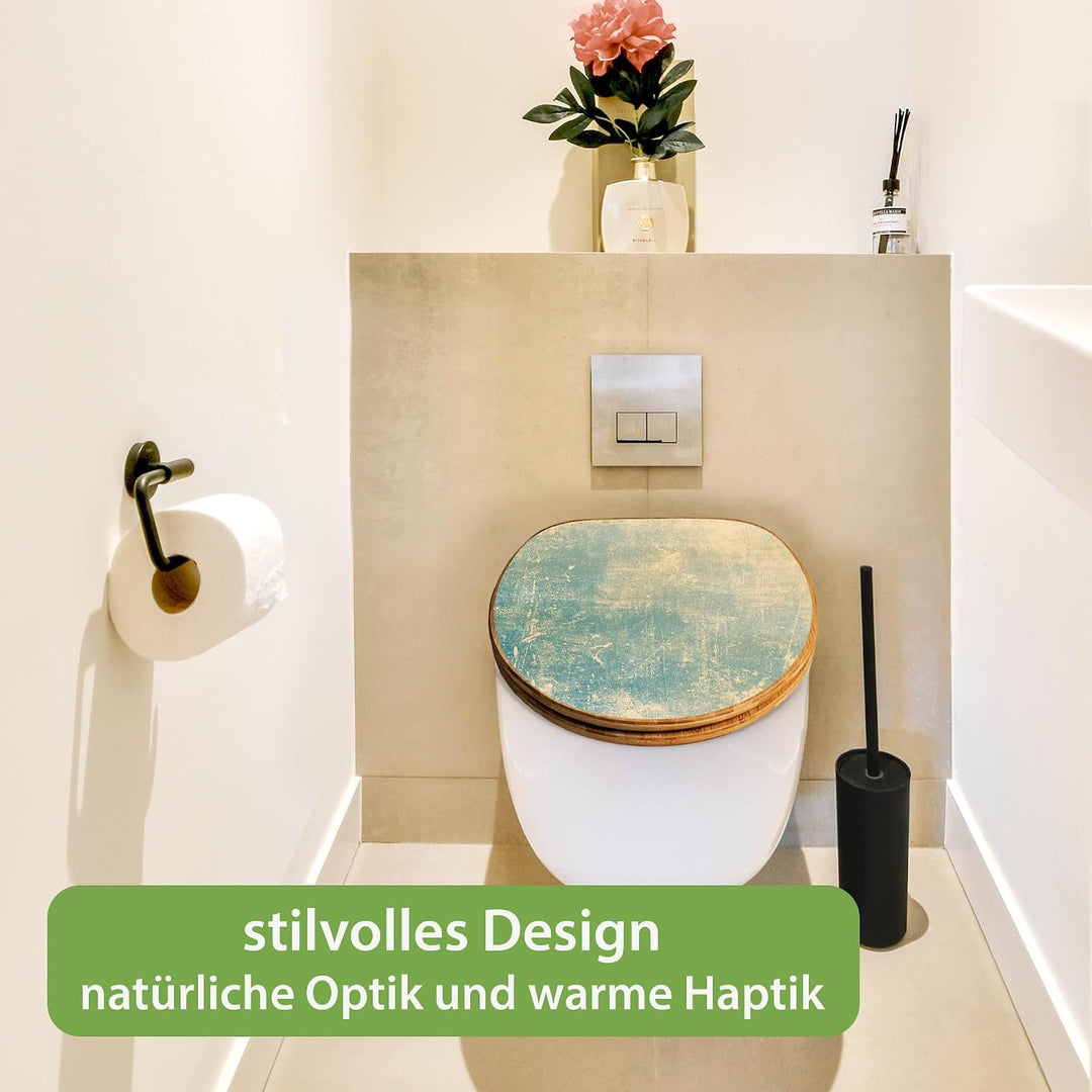 banjado Design WC Sitz Bambus Absenkautomatik 45,8x37,5cm - Toilettendeckel mit Absenkautomatik Holz