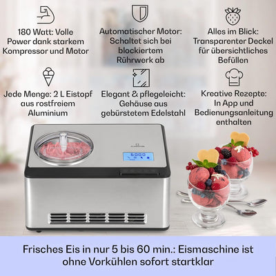 Klarstein Eismaschine, Softeismaschine für Joghurt, Softeis & Frozen Yogurt, Ice Cream Maker mit WiF