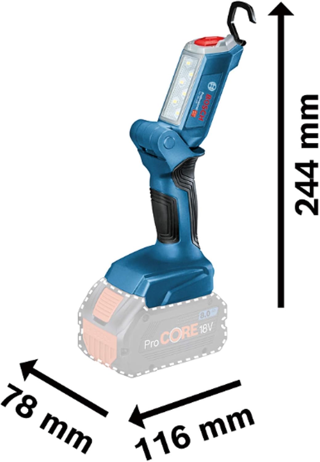 Bosch Professional 18V System Akku LED Lampe GLI 18V-300 (max. Helligkeit 300 Lumen, ohne Akkus und