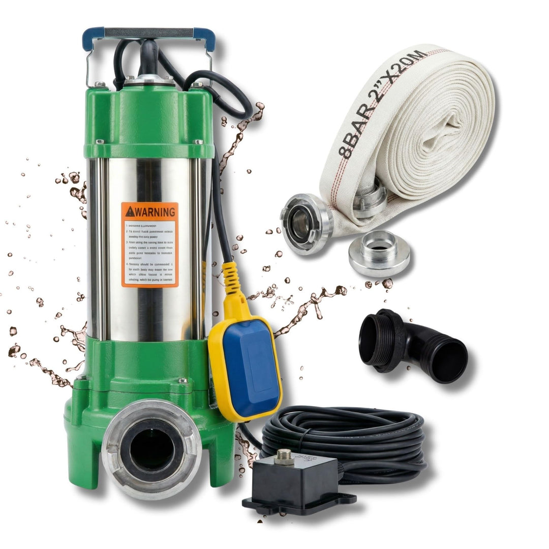 CHM GmbH® Profi Fäkalienpumpe Schmutzwasserpumpe V1100 inkl. 20 Meter 2" C-Schlauch Profi Fäkalienpu