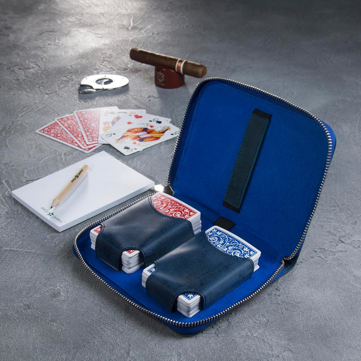 Melia Games Spielkarten Set Deluxe - Hochwertiges Karten-Etui aus feinstem Leder - komplettes Set in