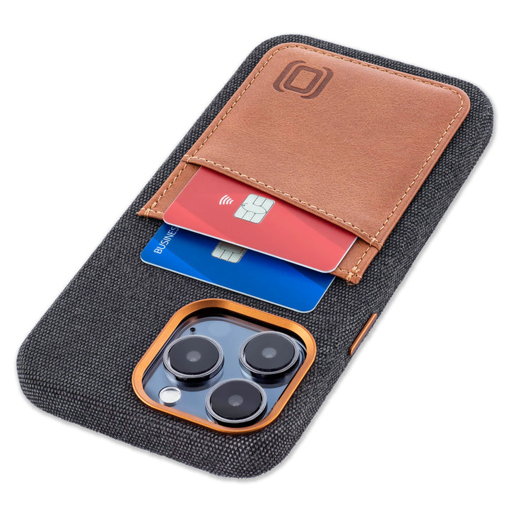 Dockem Stoff Kartenhülle für iPhone 15 Pro Max mit Integrierter Metallplatte zur Magnetischen Befest
