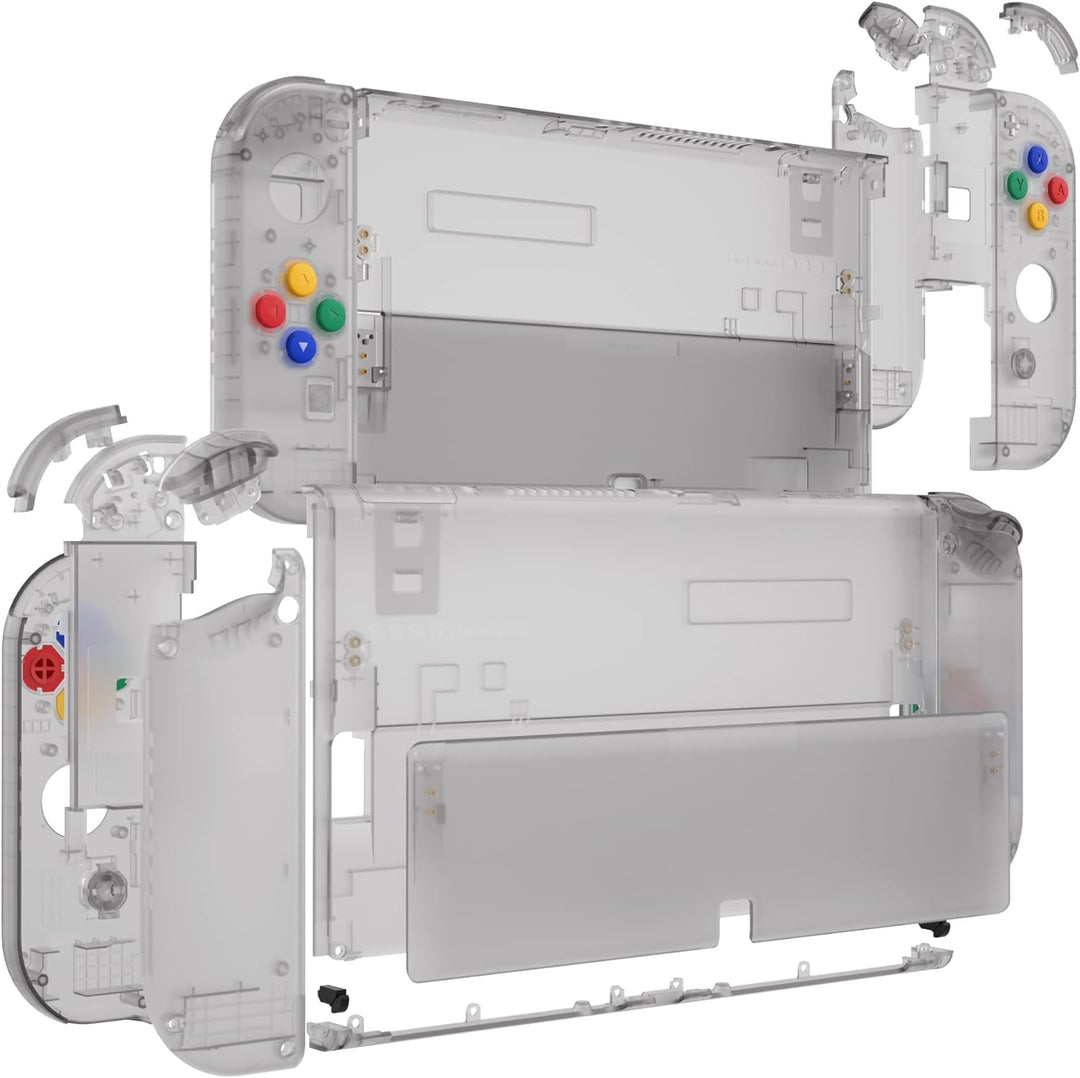 eXtremeRate Full Hülle für Nintendo Switch OLED, DIY-Ersatz Konsole case & Kickstand, NS Joycon Gehä