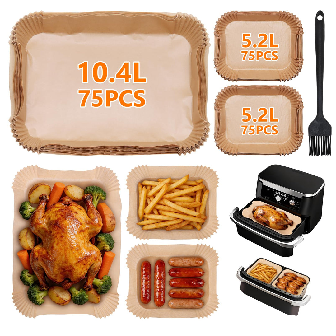 225 Stück Backpapier für Ninja Foodi Flexdrawer 10,4 L, Heissluftfritteuse AF500EU bis 230 °C, Airfr