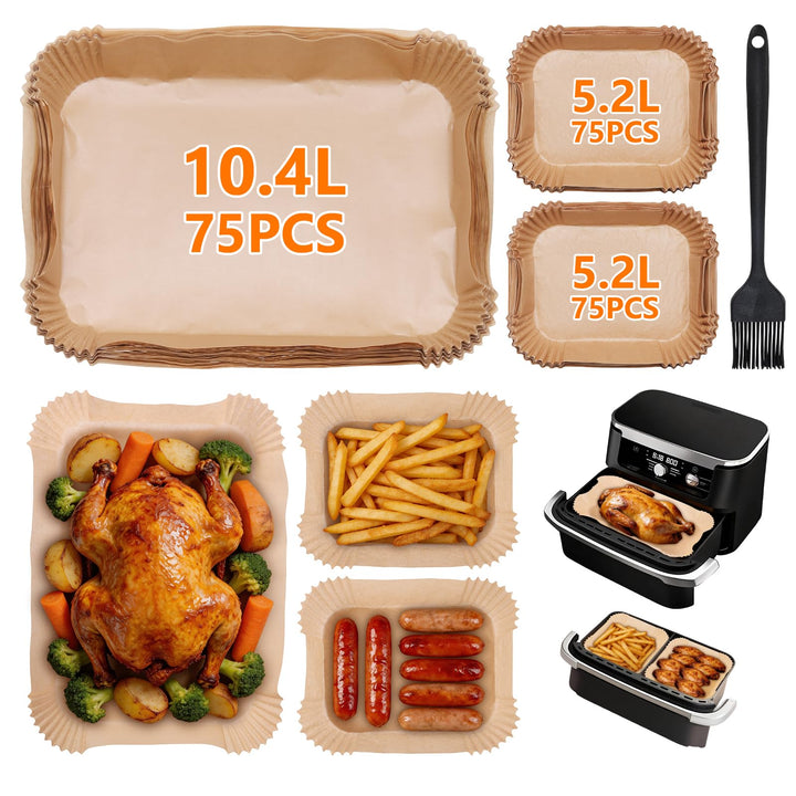 225 Stück Backpapier für Ninja Foodi Flexdrawer 10,4 L, Heissluftfritteuse AF500EU bis 230 °C, Airfr