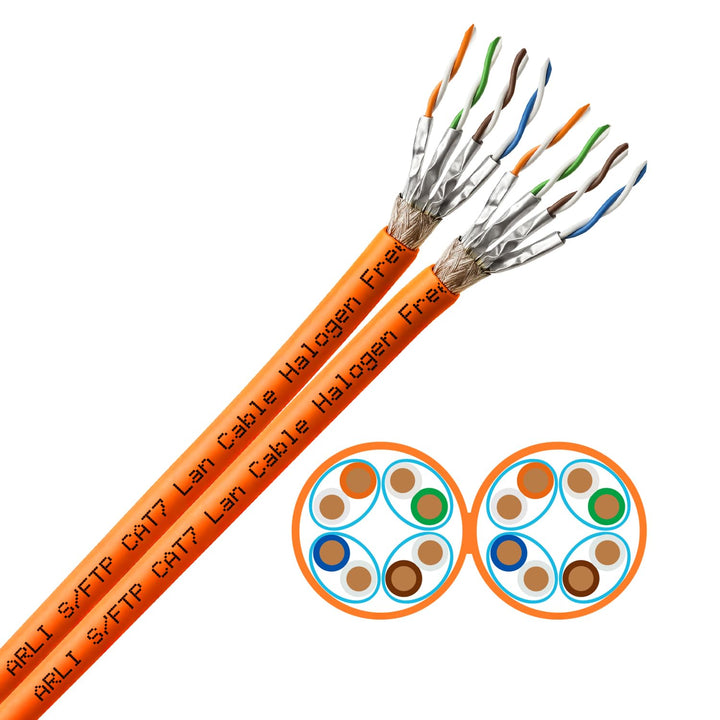ARLI CAT 7 Verlegekabel duplex 100m Netzwerkkabel CAT.7 twin LAN Halogenfrei Installationskabel SFTP