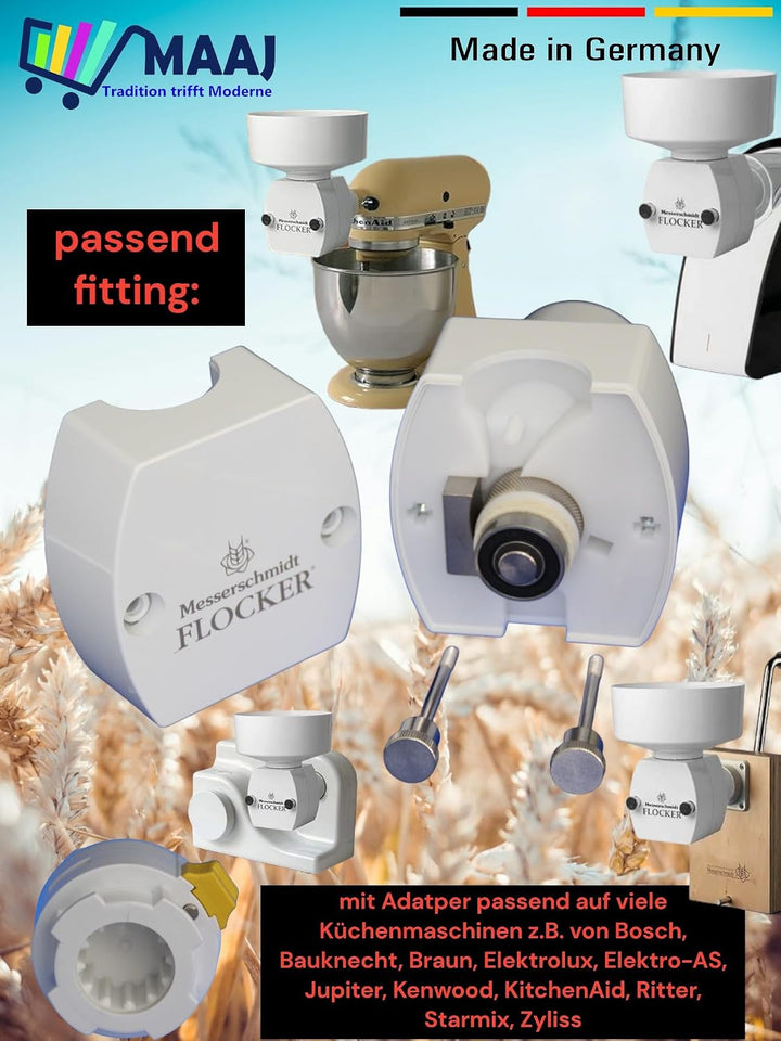 ERSATZTEILE FLOCKER FÜR KITCHENAID VON MESSERSCHMIDT WIE RÄNDELWALZE TRICHTER - MADE IN GERMANY (Kei