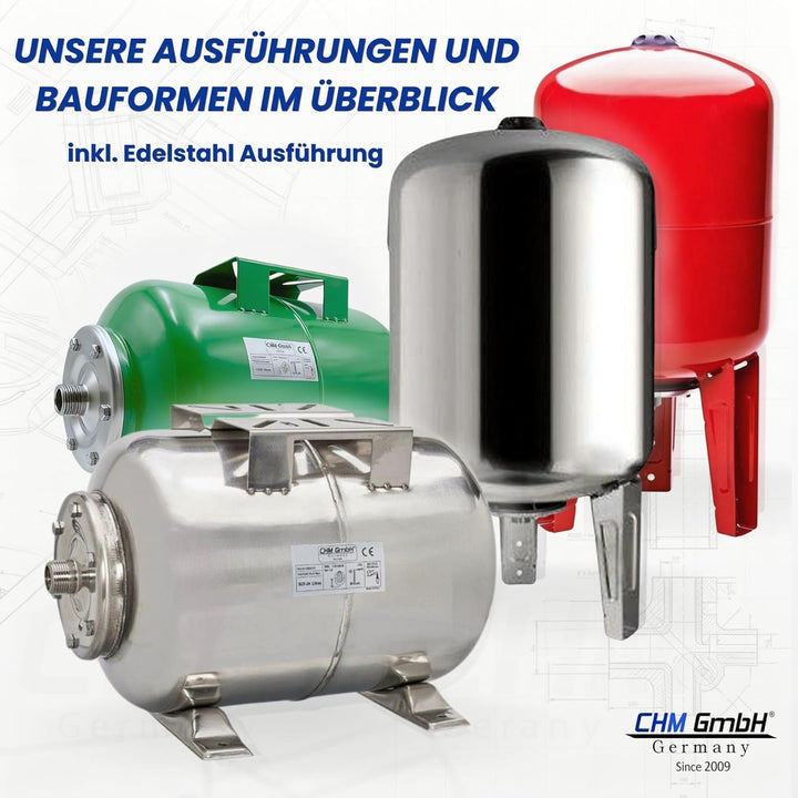 100 L Membrankessel vertikal, Stahltank, Druckkessel max. 6 Bar Ausdehungsgefäss