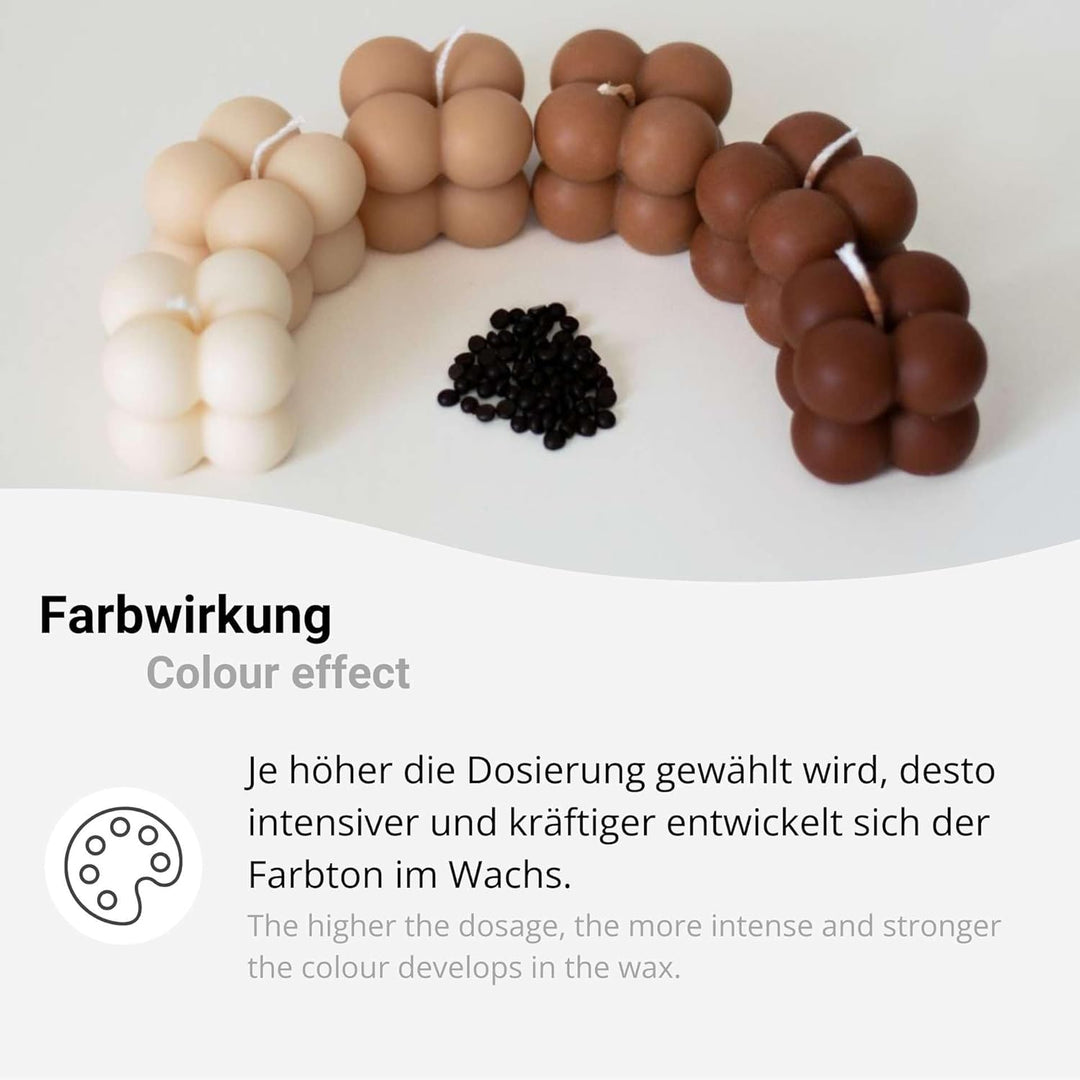 100 g Wachsfarbe braun zum Durchfärben, 100 g Kerzenfarbe für bis zu 100 kg Wachs, Made in Germany,