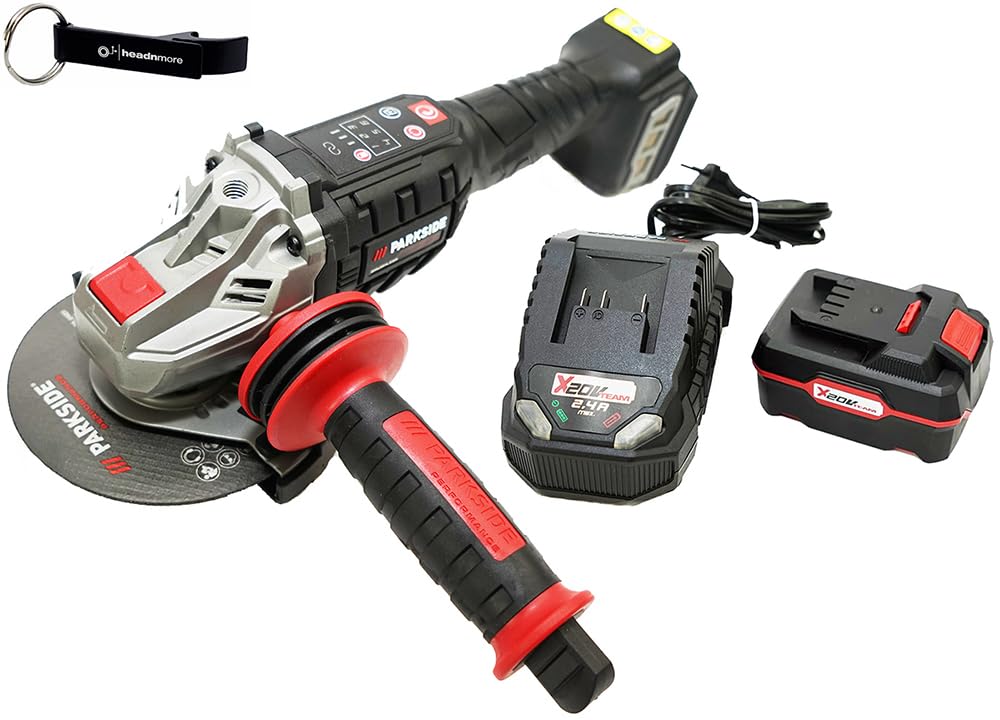 HEADNMORE® Bundle - PARKSIDE PERFORMANCE® 20V Akku Winkelschleifer AP 20 Li + HEADNMORE® Schlüsselan