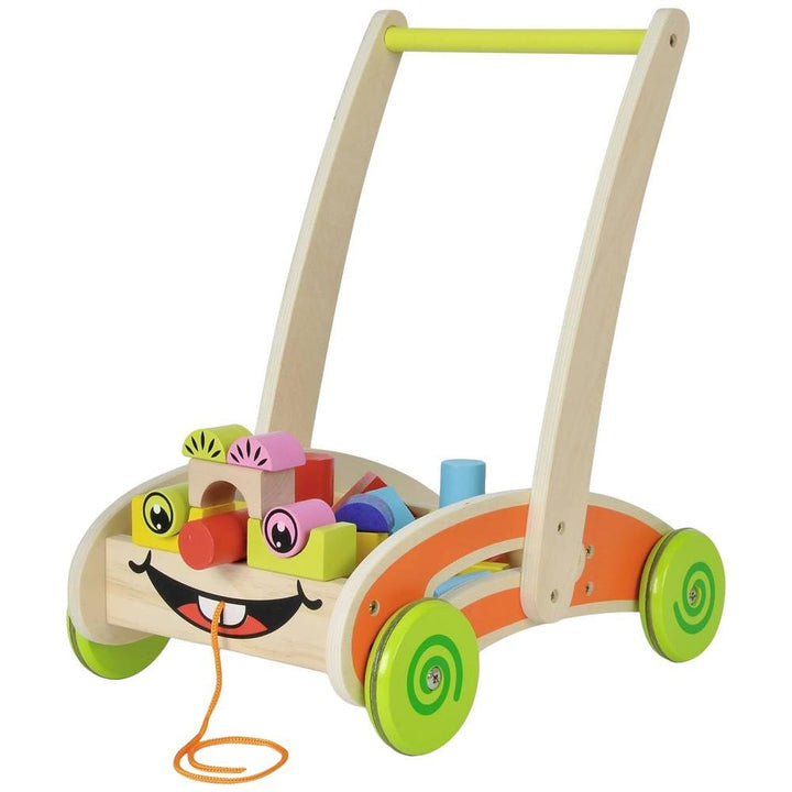 Eichhorn 100001833 - Eichhorn, Spiel- und Lauflernwagen - teilmontiert - mit 35 bunten Bausteinen au