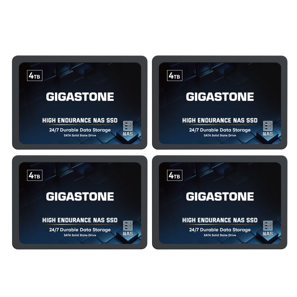 Gigastone NAS SSD 4TB SSD Festplatte (4er-Pack) Hohe Dauerhaltbarkeit SSD für 24/7 Dauerbetrieb NAS-