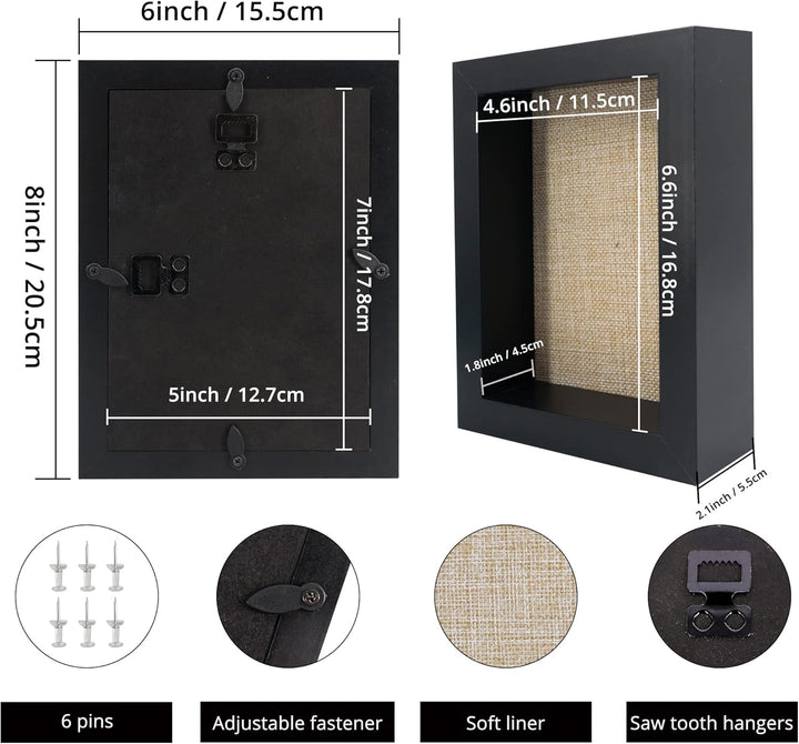 GraduatePro 3D bilderrahmen 15x20 zum befüllen schaukasten Wand für Schwarz Objektrahmen Hochzeit Bo