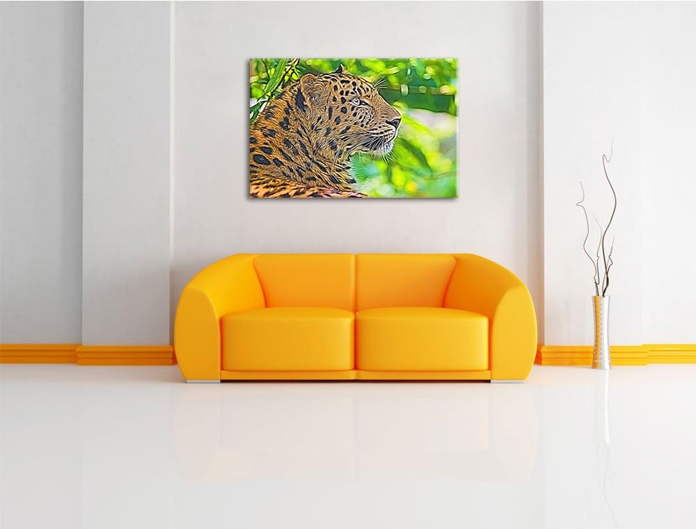 prächtiger Leopard im Schatten Deluxe Format: 100x70 cm auf Leinwand, XXL riesige Bilder fertig gera