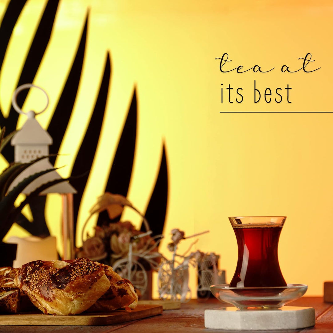 GOSOYO Türkische Teegläser und Untertassen Set (12 Stück), Arabische Persische Teetassen (4oz/120ml)