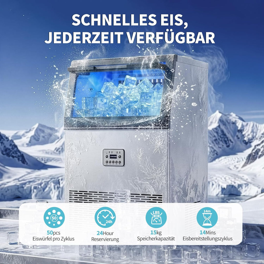 LEADZM Kommerzielle Eiswürfelmaschine Freistehender Eiswürfelbereiter Eismaschine mit Timer, ideal f