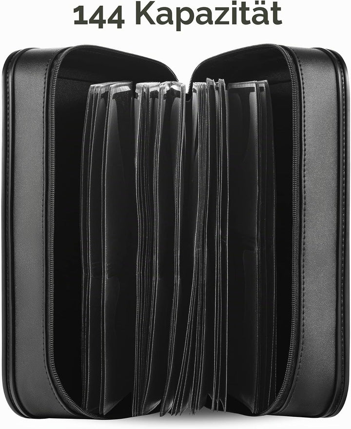 TIMCORR CD Tasche, CD Hülle DVD Halter Aufbewahrung: 144 DVD Hüllen Organizer tragbare Brieftaschen