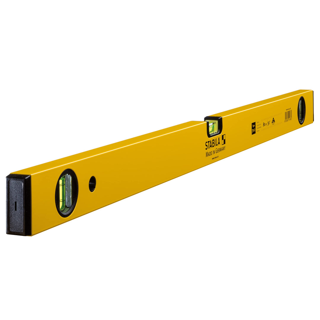 STABILA Wasserwaage Type 70-2, 80 cm, leichtes Alu-Profil, 1 Horizontal-Libelle, 2 Vertikal-Libellen