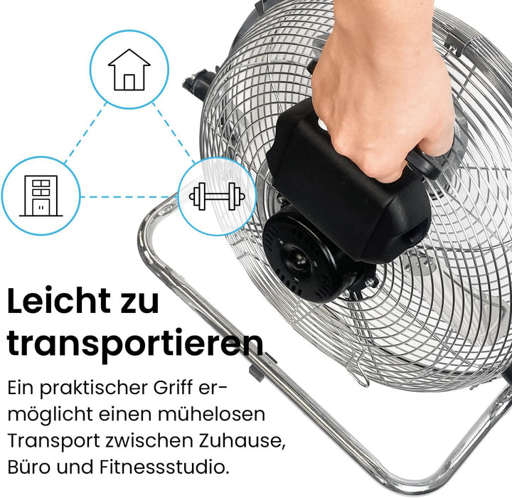 Pro Breeze 30,5 cm Bodenventilator aus Chrom - 50W Ventilator klein mit 3 Geschwindigkeitsstufen, 11