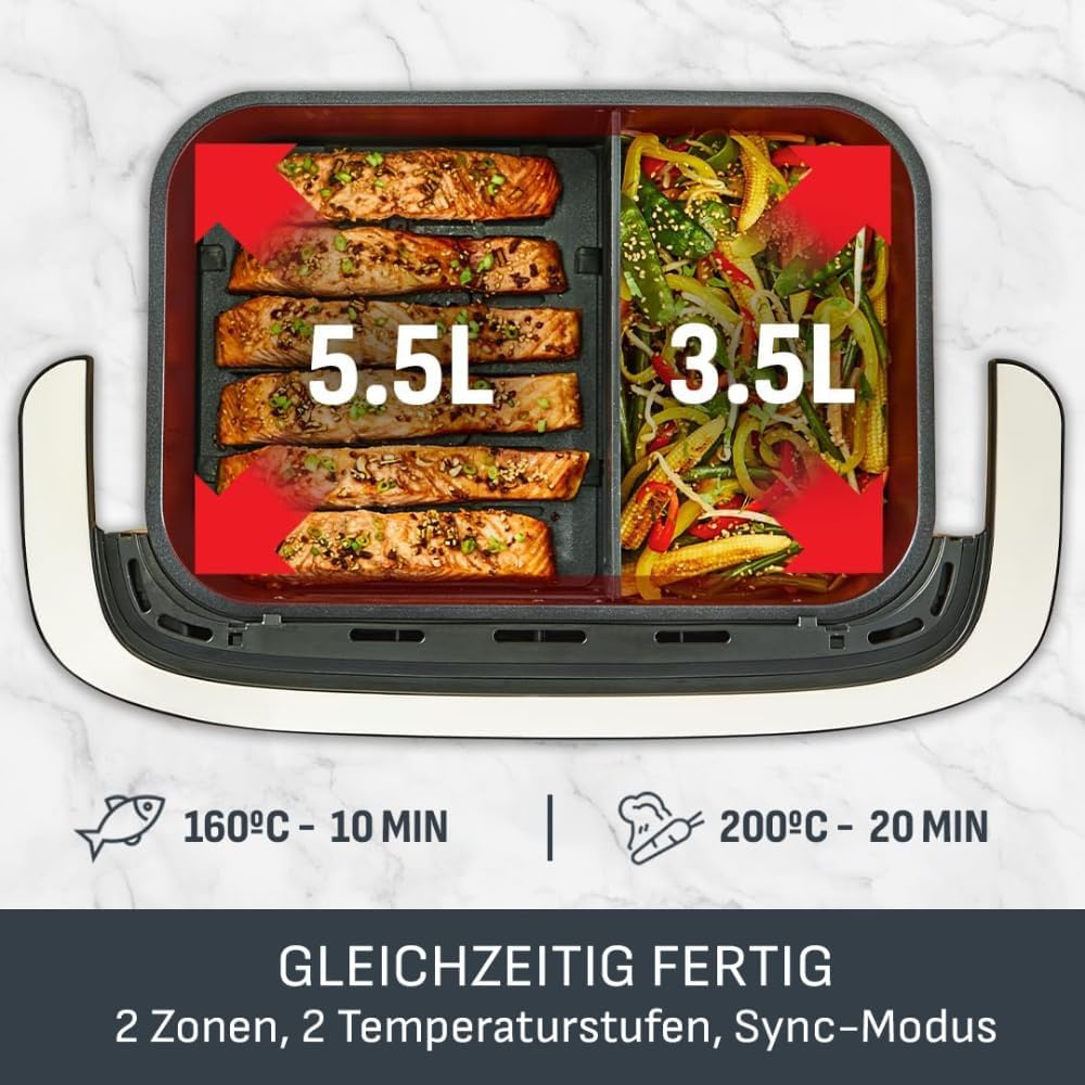 Tefal Dual Easy Fry Flex Heissluftfritteuse 9L – Airfryer mit 2 Kammern & GiantZone, FlexCook-Trennw