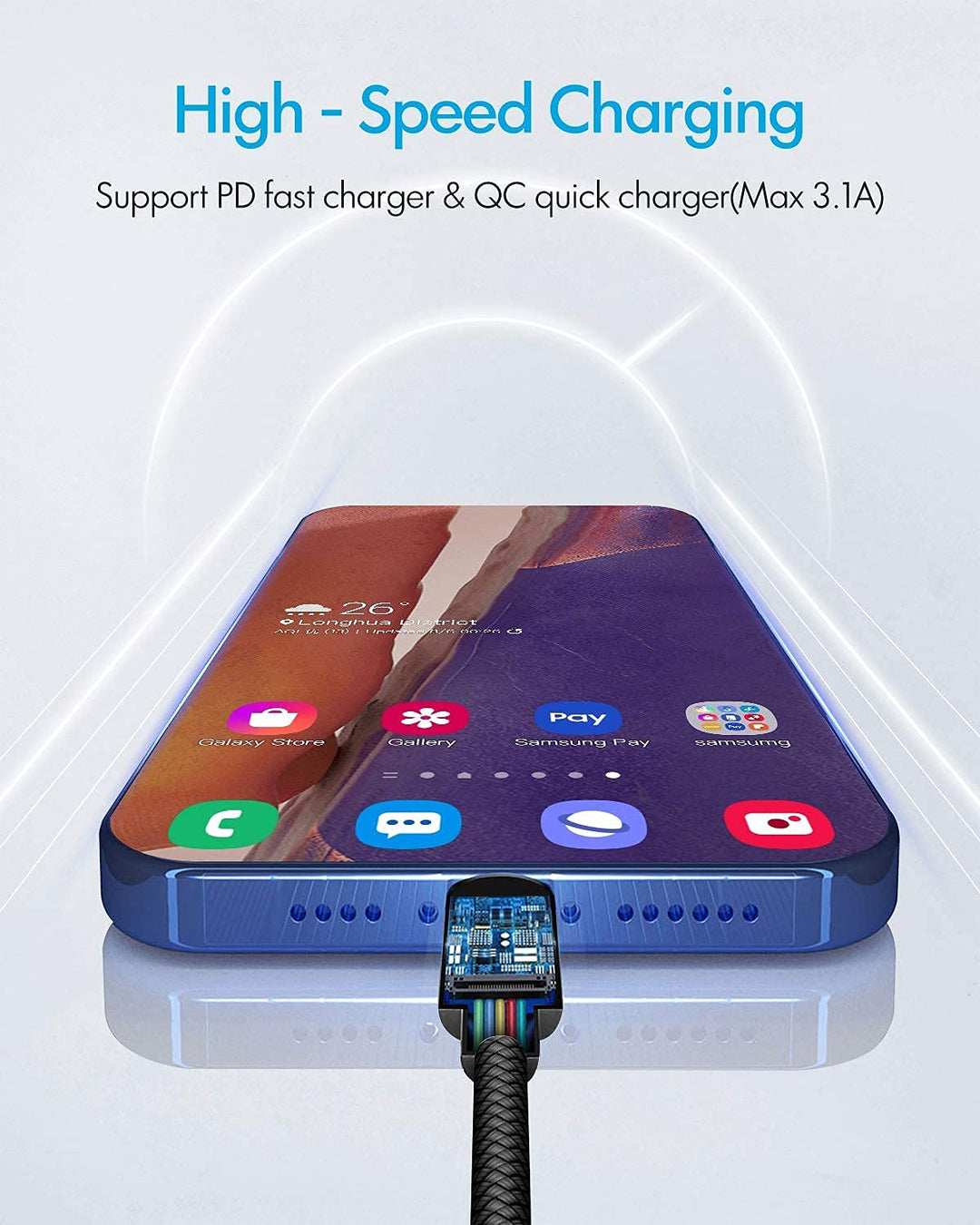CLEEFUN USB C auf USB C Kabel 8M, USB C Ladekabel 3A 60W, Kompatibel mit Mac-Book Pro, i-Pad Pro, Ga