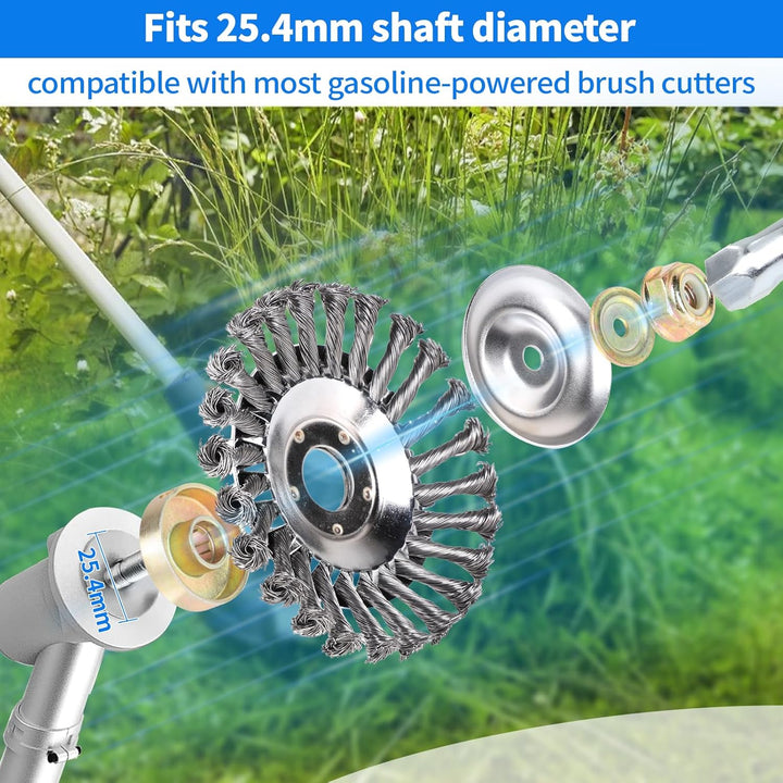 SWAWIS 2 Stück Profi Unkrautbürste für Freischneider 150×25,4mm Drahtbürste Freischneider Wildkrautb