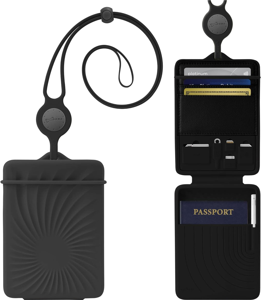 Bone】Passport Holder with Neck Lanyard, Passport and Vaccine Card Holder Combo, Passport Cover, Pass