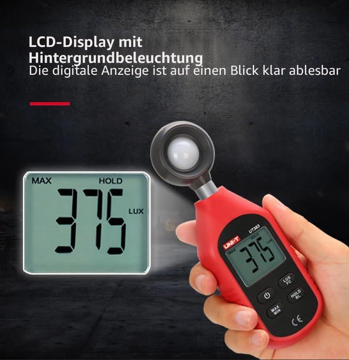 UNI-T Uni-trend UT383BT : Mini Light Meters with Certificates: CE, UKCA 200,000 LUX Digital Luxmeter