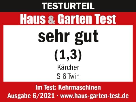 Kärcher Kehrmaschine S 6 Twin (Max. Flächenleistung: 2500 m²/h, 2 Seitenbesen, Kehrbehälter: 38 l, A