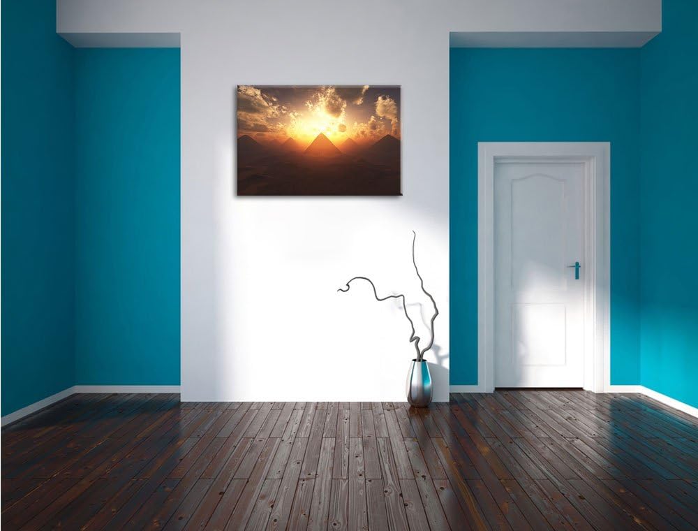 Pyramiden beim Sonnenuntergang Format: 100x70 auf Leinwand, XXL riesige Bilder fertig gerahmt mit Ke