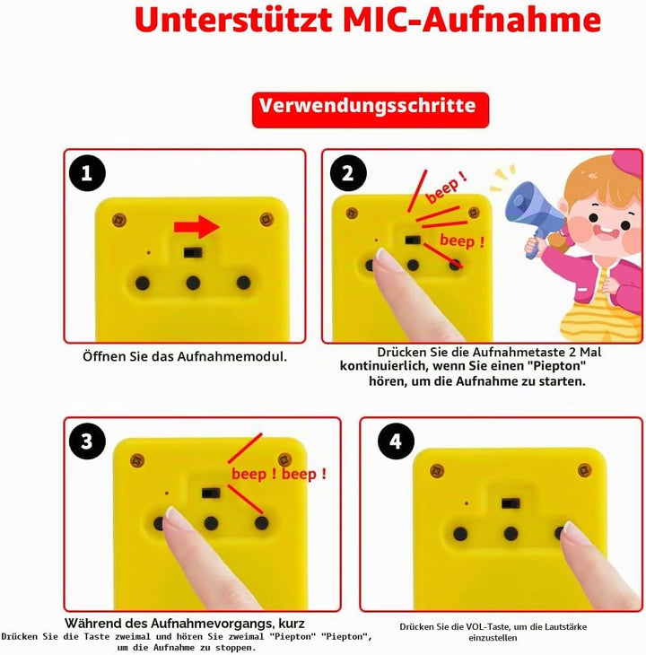 16 MB Diktiergerät mit Lautsprecher, unterstützt Bluetooth und Mikrofonaufnahmen,16 Minuten einfache